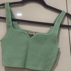 Aritzia Babaton Light Green Ribbed Tank Top